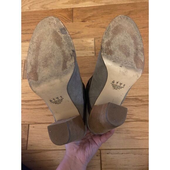 Carlos Santana Womens Taupe Leather Raw Edge Strappy Heeled Ankle Boots size 9 - Picture 6 of 9